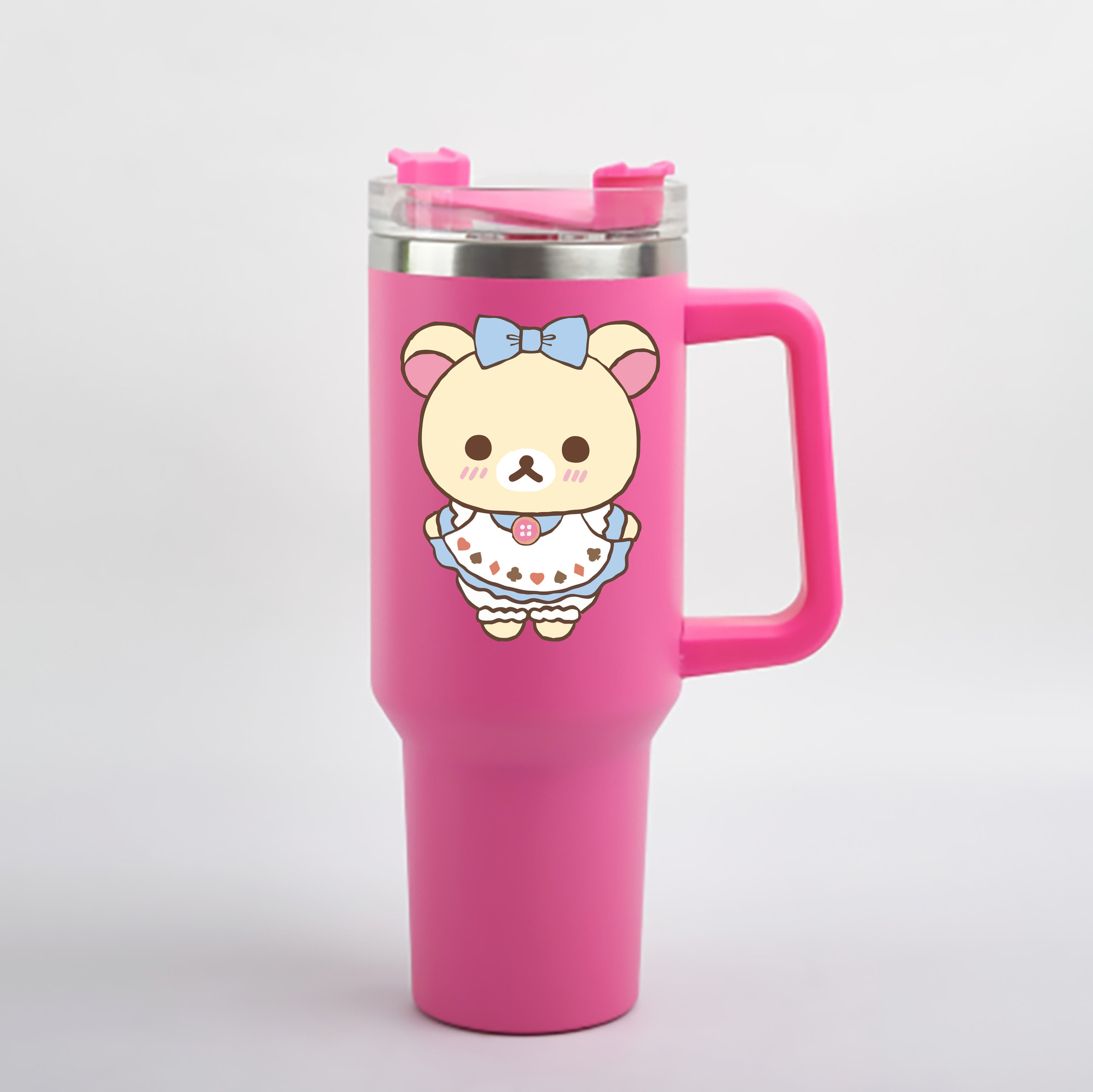（画像用） リラックマ リラックマ キイロイトリ Rilakkuma Korilakkuma Kiiroitori 1200mL車用タンブラー - クリスタルステッカー（プラスチックストロー付き）
